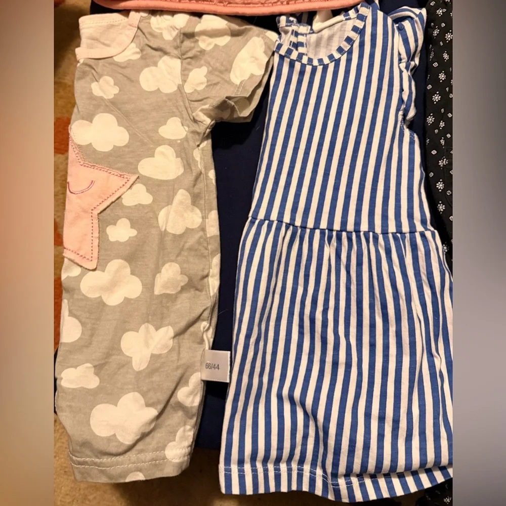 Assorted Baby Girls Clothing rompers and pink fuzzy jacket size 6 months
